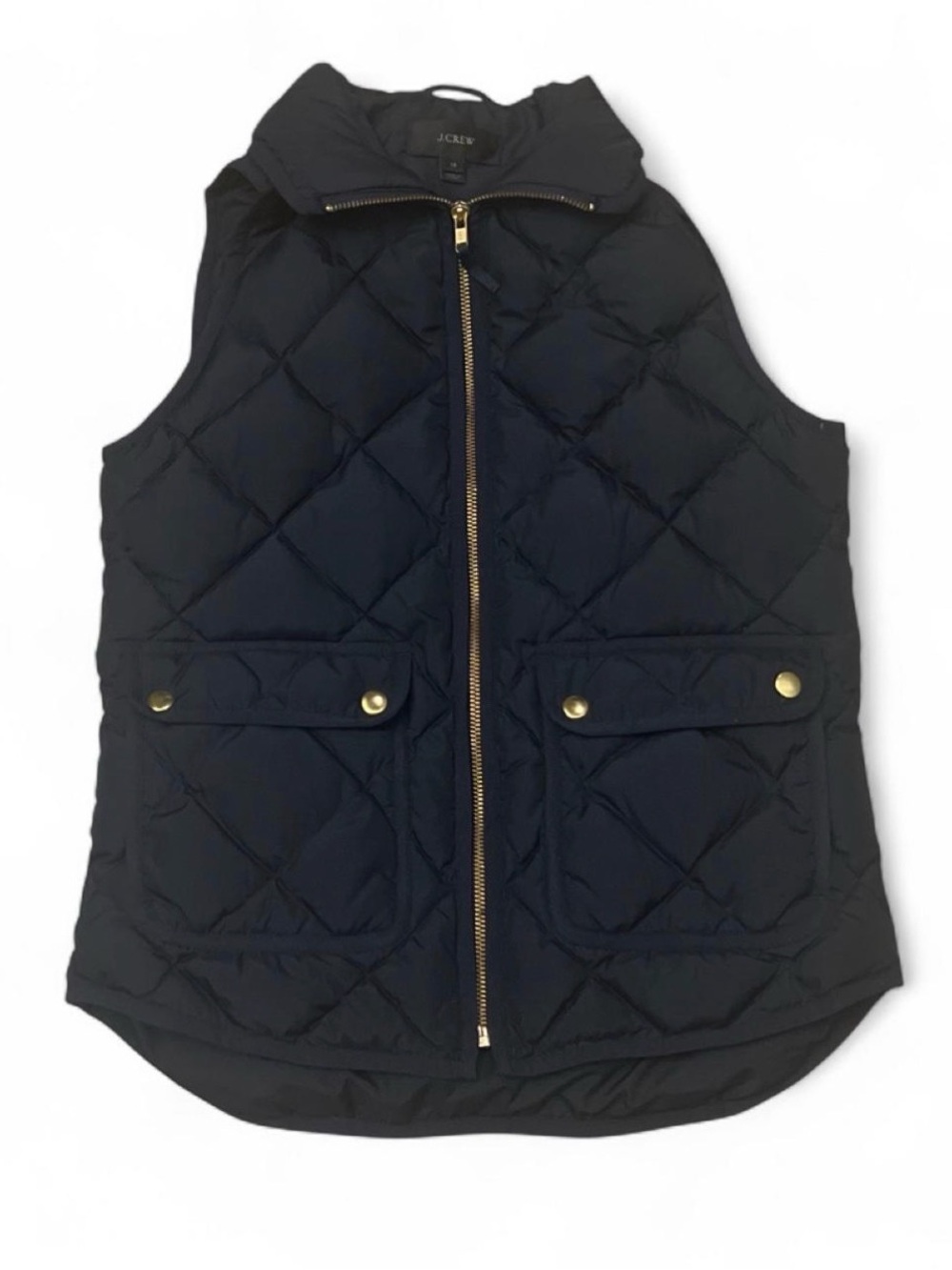 J. Crew Quilted Navy Puffer Vest with Gold Hardware Women’s Sz XS Gorpcore